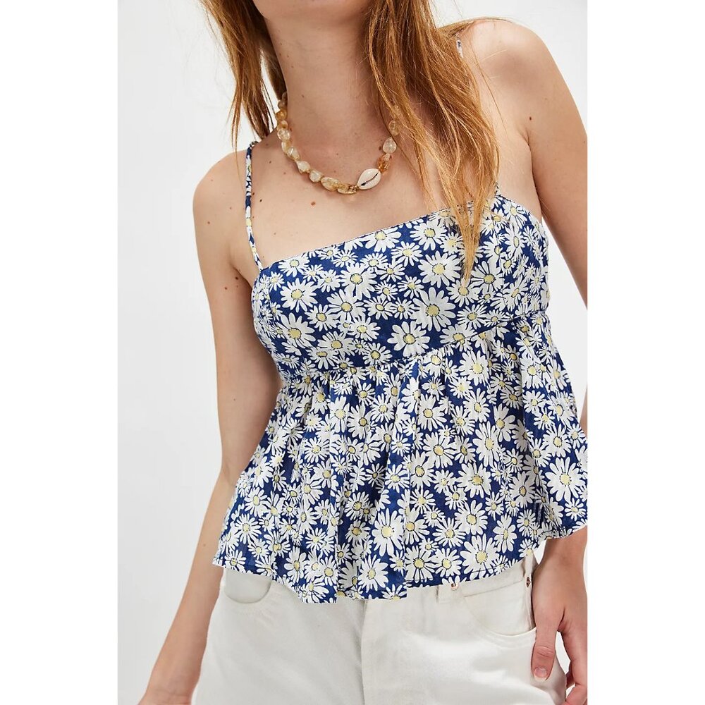 Free People Blue Floral Tank Top